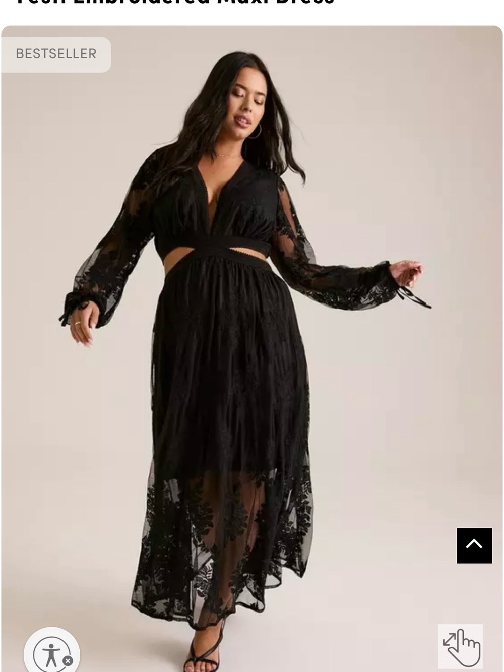 Black Lace Maxi Dress with Cutout Waist - Women